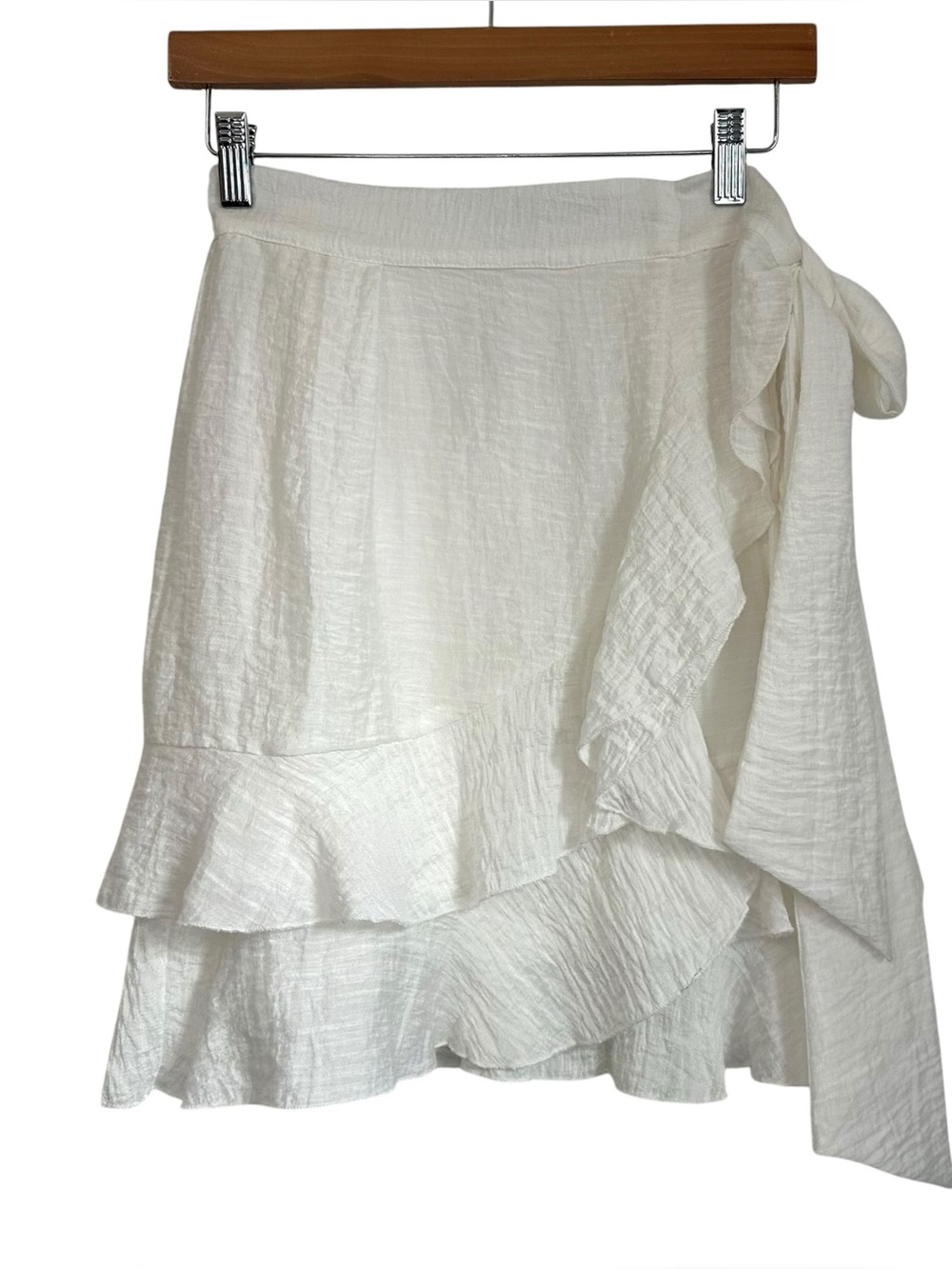 Sabina Musayev Womens Ruffle Wrap Tie Skirt Sz Small White